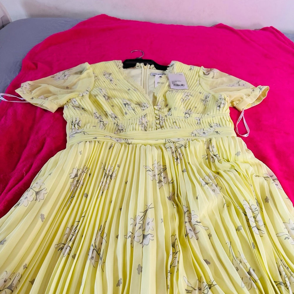 Self-Portrait Yellow Smocked Puff Sleeve Sundress